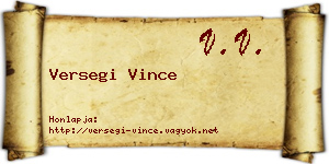 Versegi Vince névjegykártya